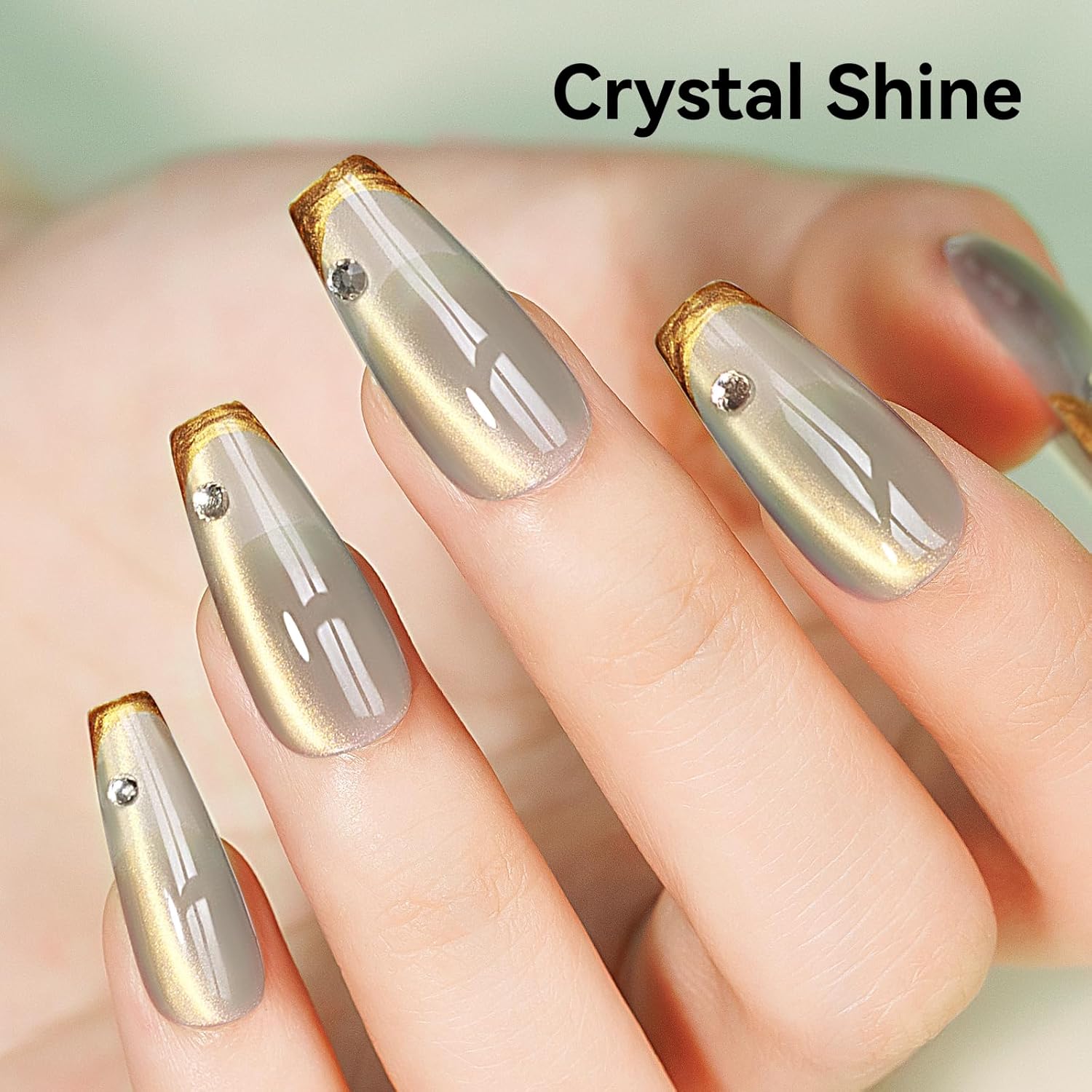 Cat Eye Nail Polish Glass Jelly Magnetic Gel Polish Smoothie Glitter Gloss Shine Holographic Celadon Color Velvet UV Gel Polish For Nail Art Manicure DIY At Home 12ml-Velvo Beauty