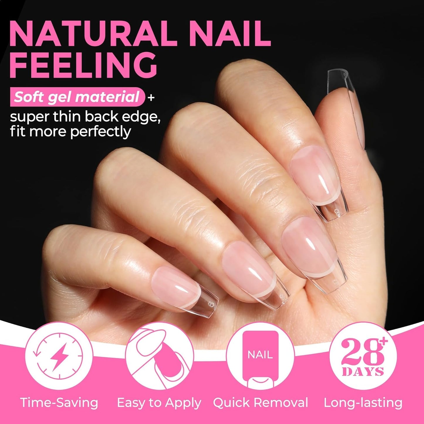 UNA GELLA Gel Nail Tips Coffin Short: 330PCS Pre-Etched Clear Coffin Acrylic Nail Tips Stronger for Press On Nails Salon, 15 Sizes Nail Extensions-Velvo Beauty