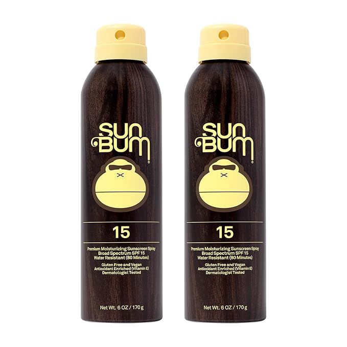 Sun Bum Original SPF 15 Sunscreen Body Spray | Broad Spectrum Moisturizing Sunblock with Vitamin E | Hawaii 104 Act Compliant (Octinoxate & Oxybenzone Free) | 2 Pack, 6 oz-Velvo Beauty