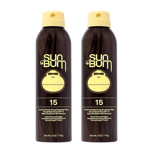 Sun Bum Original SPF 15 Sunscreen Body Spray | Broad Spectrum Moisturizing Sunblock with Vitamin E | Hawaii 104 Act Compliant (Octinoxate & Oxybenzone Free) | 2 Pack, 6 oz-Velvo Beauty
