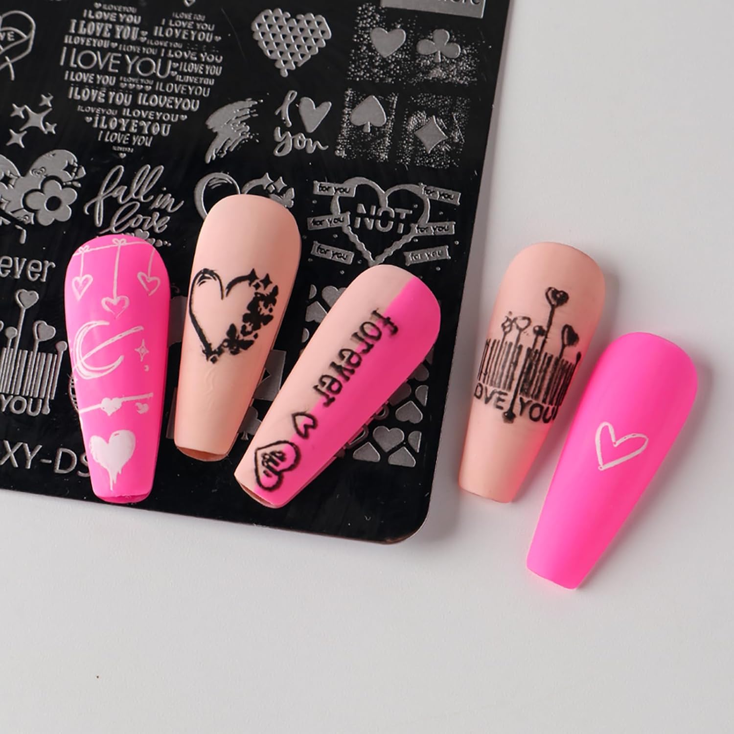 Valentine Nail Art Stamping Plate Kit,Love Heart Butterfly Flower Cat Design Stamp Templates,Love Words Stamp Templates Kit,Valentines Romantic Metal Nail Plates for DIY Printing Decor 4Pcs-Velvo Beauty