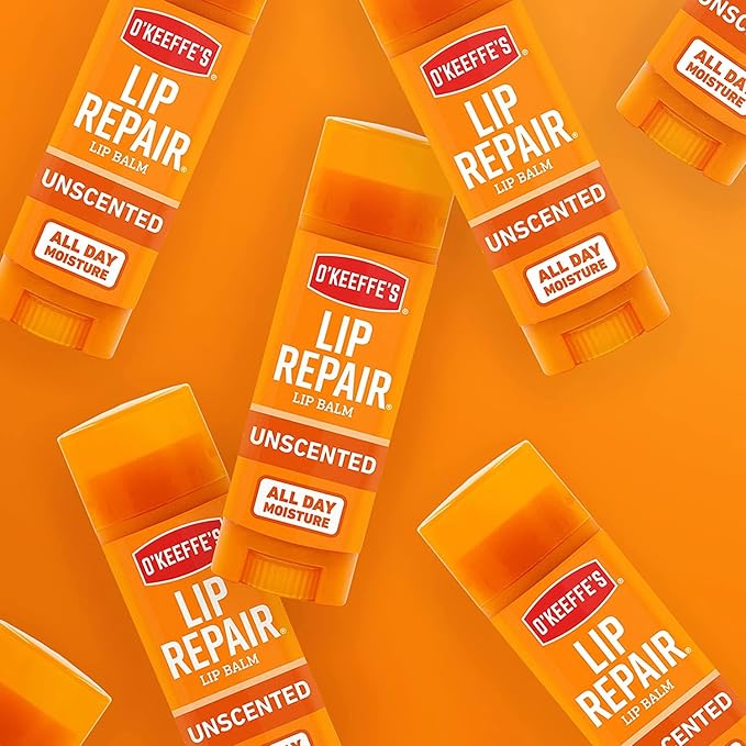 O'Keeffe's Unscented Lip Repair Lip Balm for Dry, Cracked Lips, Stick, (Pack of 5)-Velvo Beauty