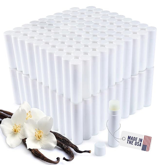 Lip Balm Bulk Unlabeled - Made in USA Bulk Chapstick - Natural Ingredients Vitamin E Shea Butter - Custom Chapstick Bulk For Party & Wedding Favors (200 Count, Vanilla)-Velvo Beauty