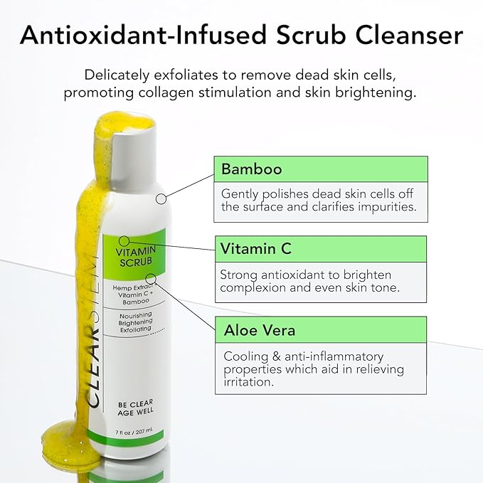 CLEARSTEM VITAMINSCRUB Antioxidant Infused Exfoliating Face & Body Scrub with Vitamin C, 7 Ounce-Velvo Beauty
