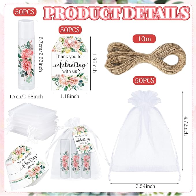 100 Pack Thank You Gifts Lip Balm Bulk Party Supplies Employee Appreciation Gifts for Guests Wedding Bridal Shower Bachelorette Gifts Baby Shower Favors for Coworkers Women Homeless Nurse-Velvo Beauty