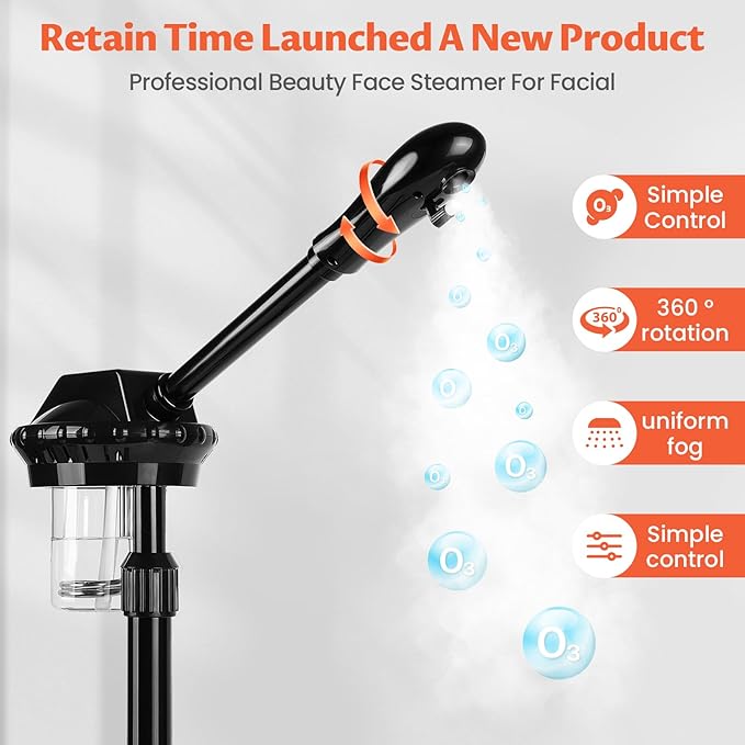 Professional Face Steamer, Adjustable Height and Angle, Facial Steamer Clean Skin Firming Pores and Moisturizing Suitable for a Beauty, Spa, at Home-Velvo Beauty