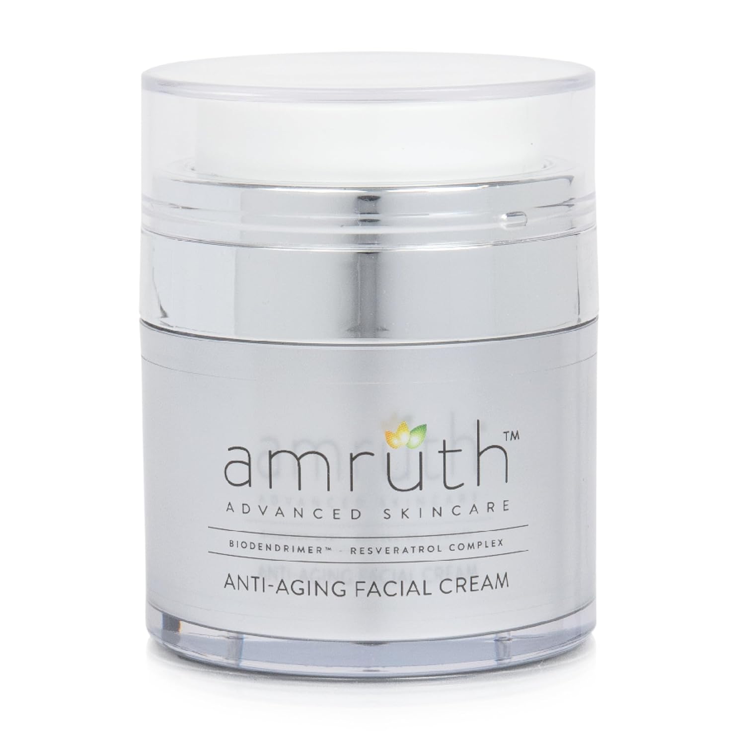 Amruth Resveratrol Daily Anti-Aging Facial Cream, 1oz Jar with Pump, Lightweight, Firms and Nourishes Skin, Smooths Appearance of Fine Lines and Wrinkles-Velvo Beauty