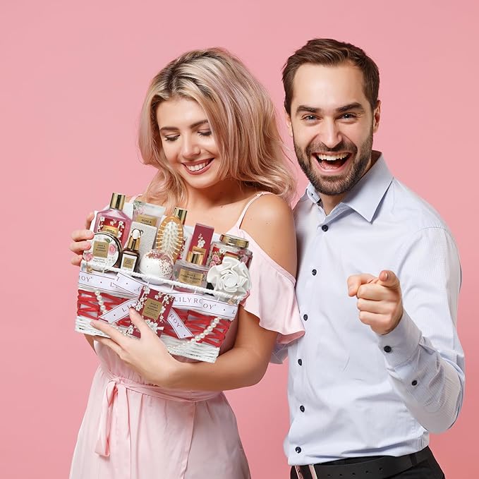 Mothers Day Gifts for Mom Rose & Cherry Blossom Spa Gift Set for Women - 19-Piece Luxury Bath & Body Care Kit with Necklace, DIY Chain, Shower Gel | Valentine's Day, Christmas Gifts for Her, Wife-Velvo Beauty