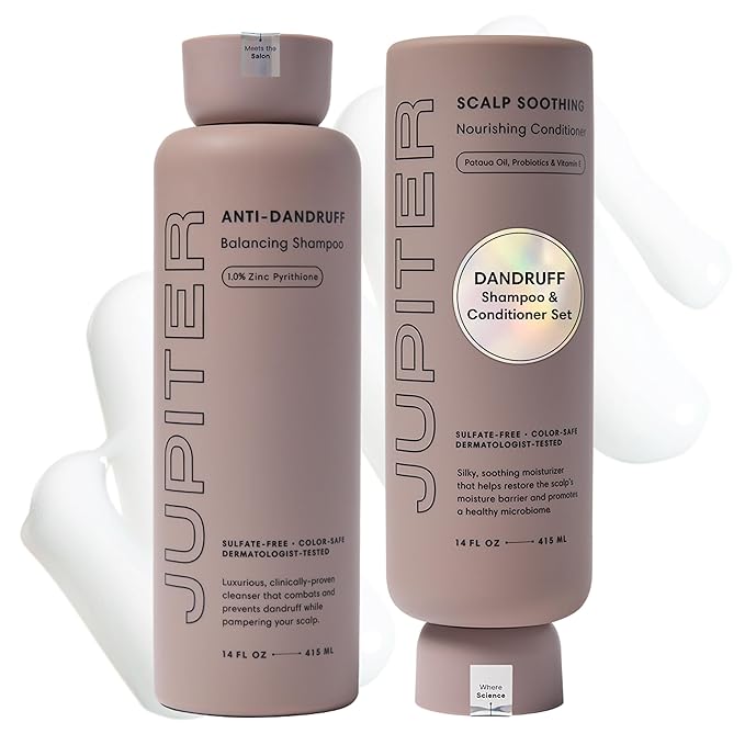 Jupiter, Physician-Formulated Anti-Dandruff Shampoo & Conditioner, for Flaky, Itchy, Oily, Dry Scalp, Vegan, Sulfate-Free, Color-Safe, & Paraben-Free, Dry Scalp Shampoo and Conditioner for Women & Men-Velvo Beauty