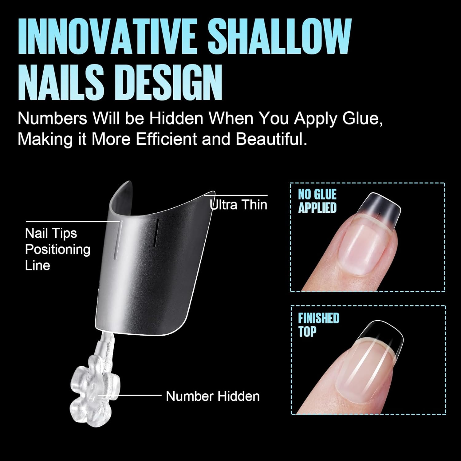 TOMICCA Short Squoval Nail Tips, 510Pcs Acrylic Nails Tips Full Matte, 12 Sizes No C Curve Fake Half Cover Nail Tips for Nail Extension Salon Home DIY-Velvo Beauty