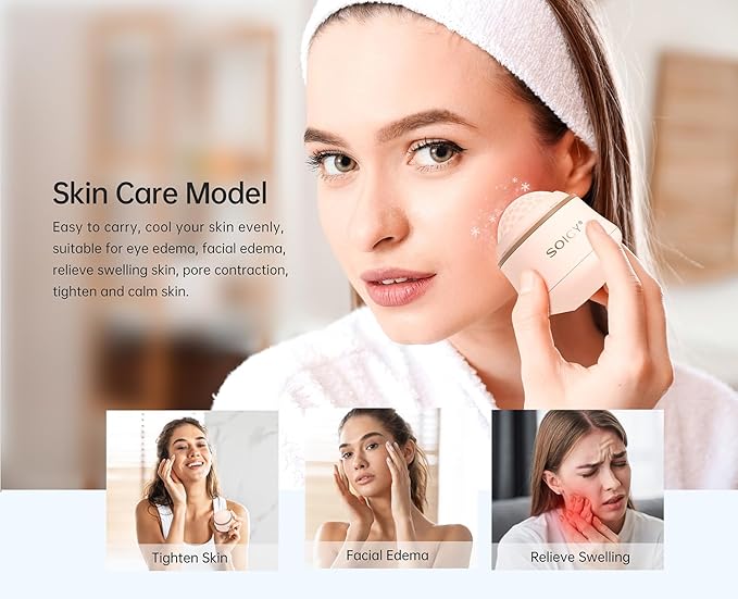 OPENDGO Facial Ice Roller 360° Rotating Massager Roller Ball Cooling Face Ice Roller for Reduce Puffiness and Relief Migraine, Pain,Ice Face Eye Massage Roller, Skin Care Tools-Velvo Beauty