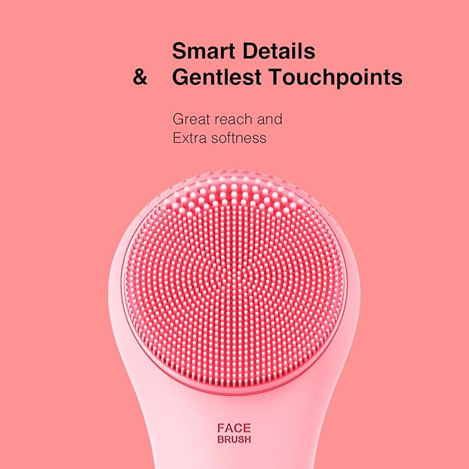 NågraCoola CLIE Facial Cleansing Brush, Waterproof and Rechargeable Electric Face Scrubber for Men & Women, Exfoliating, Massaging, and Cleansing - Pink-Velvo Beauty