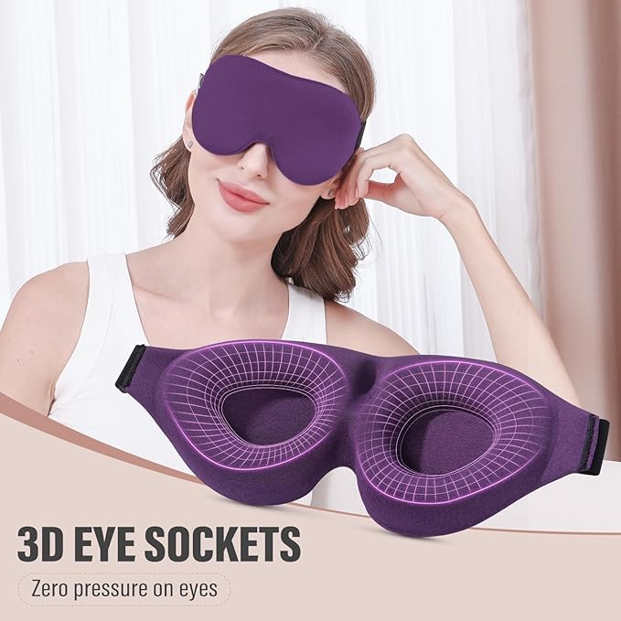 YIVIEW Sleep Mask for Side Sleeper, Complete Light Blocking 3D Sleeping Eye Mask, Soft Breathable Eye Cover for Women Men, Relaxing Zero Pressure Night Blindfold-Velvo Beauty