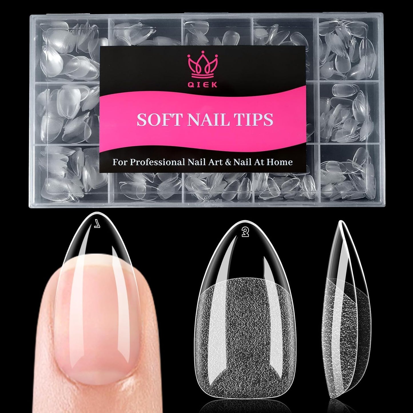 Short Water-drop False Nail Tips, 15 Sizes 510 PCS Clear Soft Press On Fake Nail Pre-shaped Half Matte Full Cover Gel Nail Tips Extensions Strong Long Lasting for DIY Beginners & Salon Manicure-Velvo Beauty