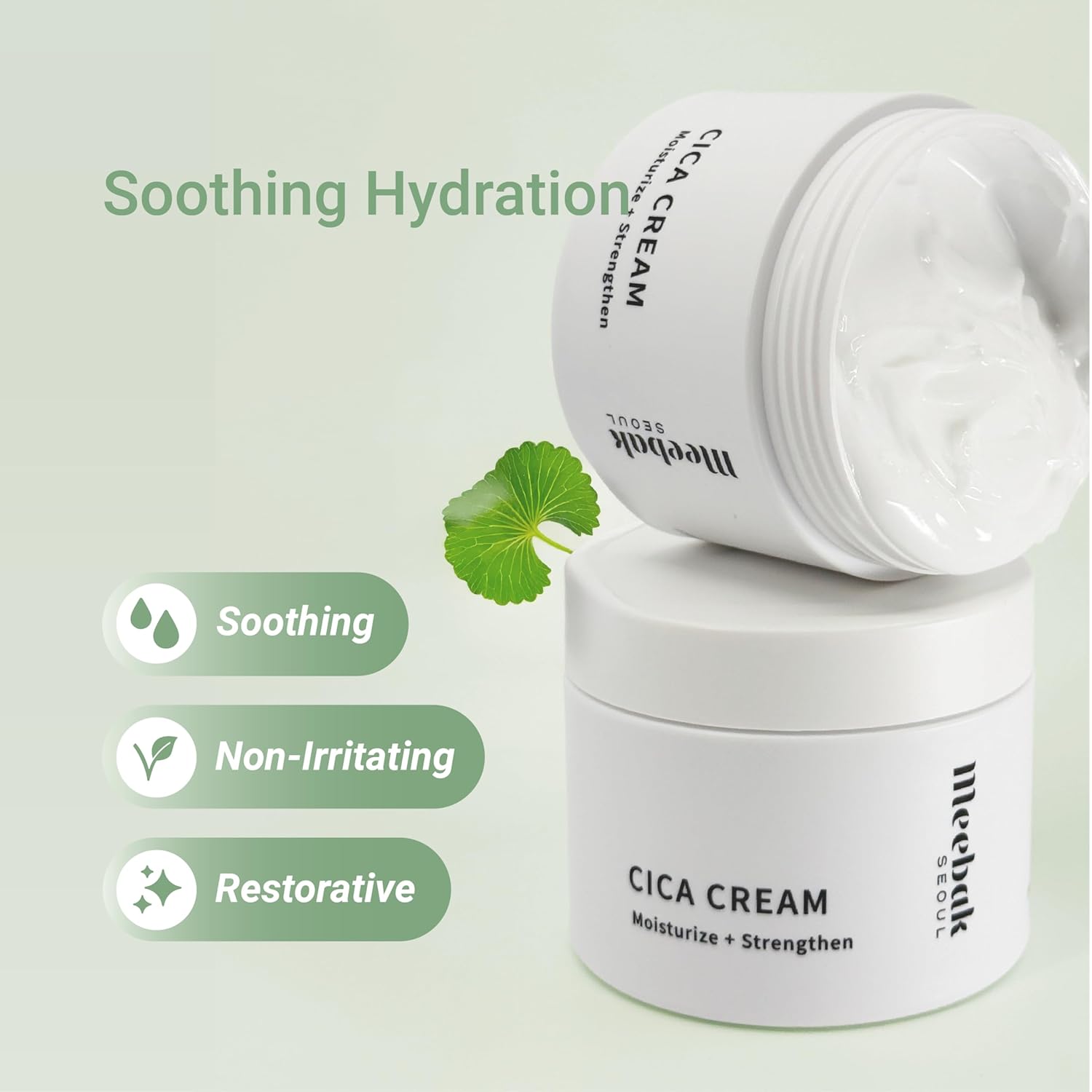 Meebak Cica Cream | Daily Repair Moisturizer with Niacinamide, Ceramide, & Retinol | Deep Hydration & Soothing | Locks in Moisture | Suitable for Sensitive Skin-Velvo Beauty