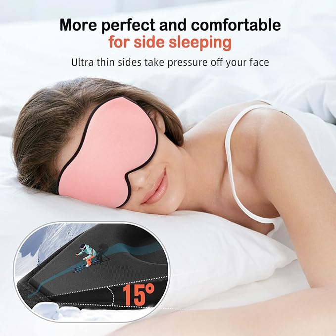 LitBear Sleep Masks for Women, Pink Eye Mask for Sleeping, Comfortable Night Sleeping Mask, Soft Contoured Eye Cover for Sleeping with Elastic Strap for Side Sleeper Men Flying Shift Worker-Velvo Beauty