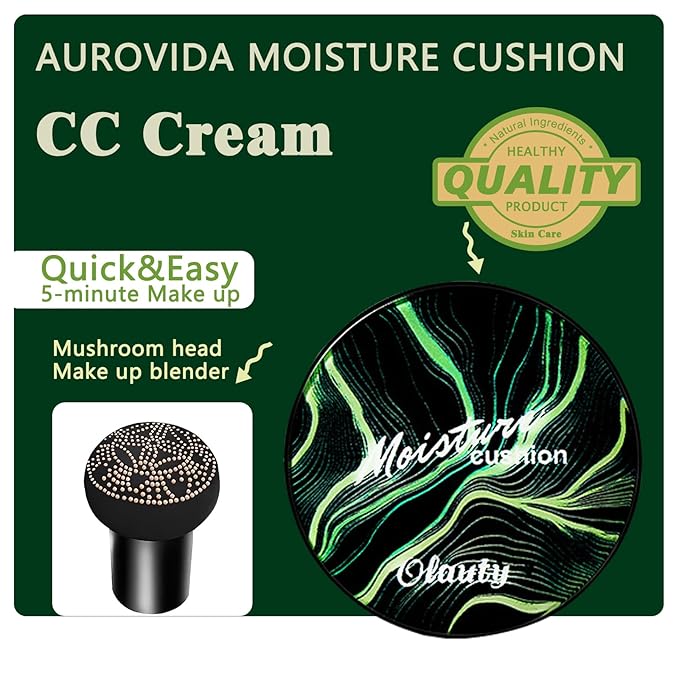 Moisture Cushion CC Cream Foundation for Mature Skin - Flawless Concealer BB Cream with Mushroom Head, Long-Lasting Waterproof Air Cushion CC, Natural honey and pine Makeup cream, Even Skin Tone（03#）-Velvo Beauty
