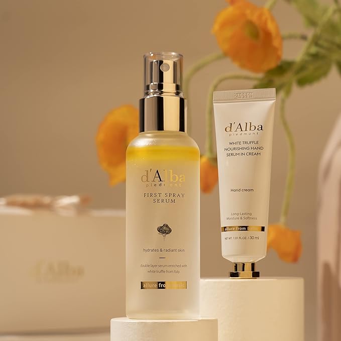 d'Alba All About Korean Skin Care, Gift Set for White Truffle First Spray Serum & Nourishing Hand Cream, Perfect for Mothers Day Gift-Velvo Beauty