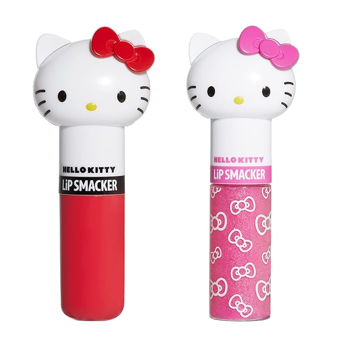 Lip Smacker Lippy Pals Swirls, Sanrio Hello Kitty, Flavored Moisturizing & Smoothing Soft Shine Lip Balm, Hydrating & Protecting Fun Tasty Glossy Finish, Cruelty-Free & Vegan - Cheerful Cherry, Kiwi-Velvo Beauty