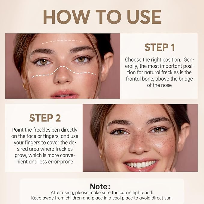 4 Colors Freckle Pen Set, Natural Lifelike Face Fake Freckle Stamp Makeup Pen Waterproof Long Lasting Quick Dry Faux Freckles Sun-kissed Makeup-Light Brown,Natural Coffee,Chestnut,Dark Brown-Velvo Beauty