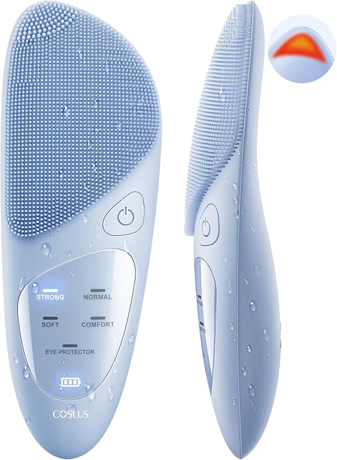 COSLUS Facial Cleansing Brush Silicone Face Scrubber: IPX7 Waterproof Rechargeable Face Wash Brush, 4 Cleansing Modes, Electric Face Brush for Cleaning, Exfoliating, Massaging-Velvo Beauty