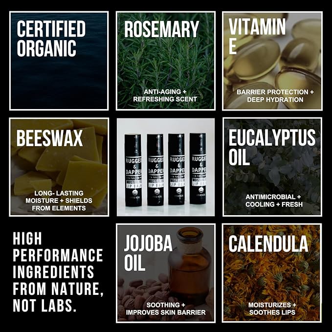 Organic Lip Balm for Men, Mens Chapstick Organic, Mens Lip Balm, Natural Chapstick for Men, Organic Chapstick Mint Lip Balm, Peppermint Lip Balm, All Natural Men's Lip Balm Chap Stick, Lip Therapy-Velvo Beauty