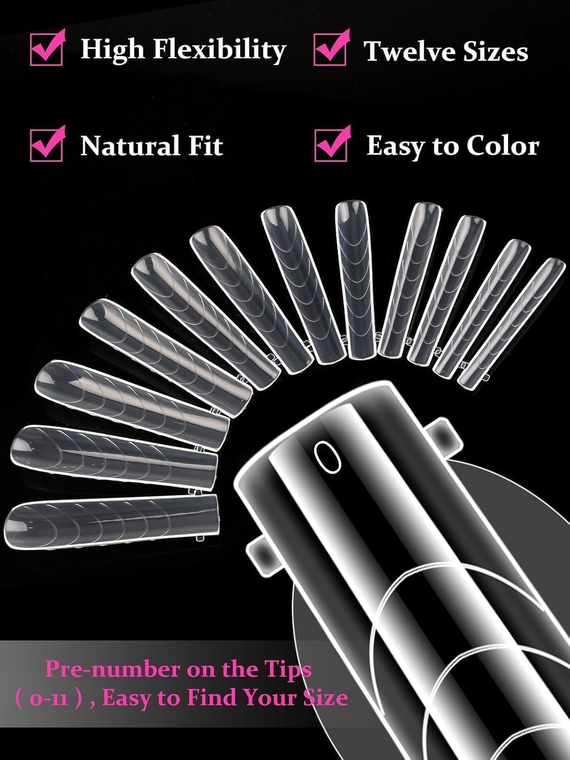 TOROKOM 120Pcs Poly Extension Gel Dual Nail Forms Clear Nail Forms Full Cover Coffin Nail Molds 12 Sizes for Gel Manicure Nail Art Design Salon&DIY-Velvo Beauty