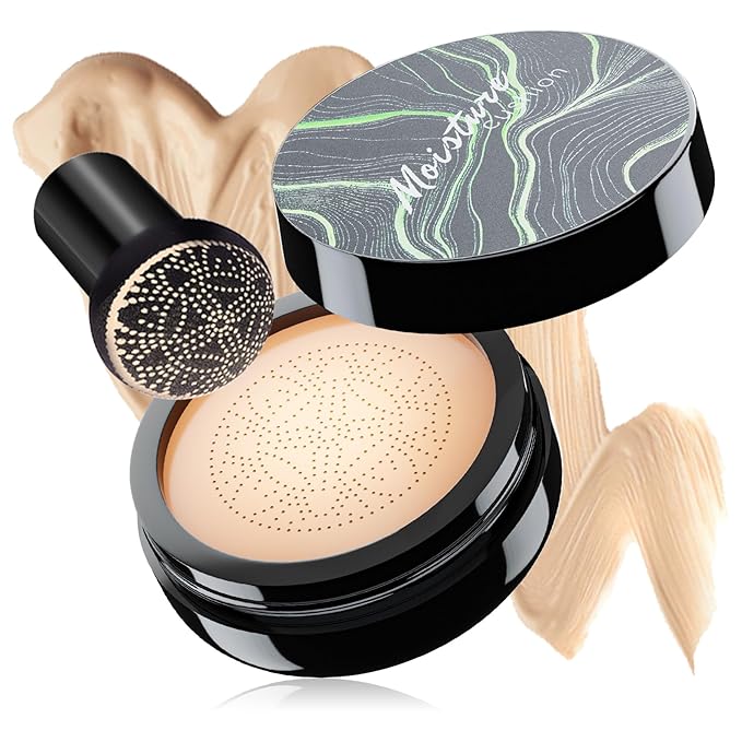 Mushroom Head Air Cushion CC Cream - Oil Control & Moisturizing Concealer Makeup Base, Brighten Long - Lasting Even Color Correcting Concealer Full Coverage for All Skin Types (Natural)-Velvo Beauty