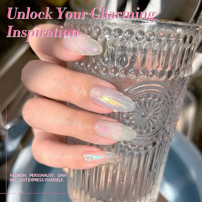 Born Pretty Pearl Gel Nail Polish Aurora Iridescent Glitter Shimmer Mermaid Pearl Gel Polish Drawing Gel Nail Polish Shell Swirl Thread Effect Nail Gel Soak Off Led Summer DIY Gift 6PCS-Velvo Beauty