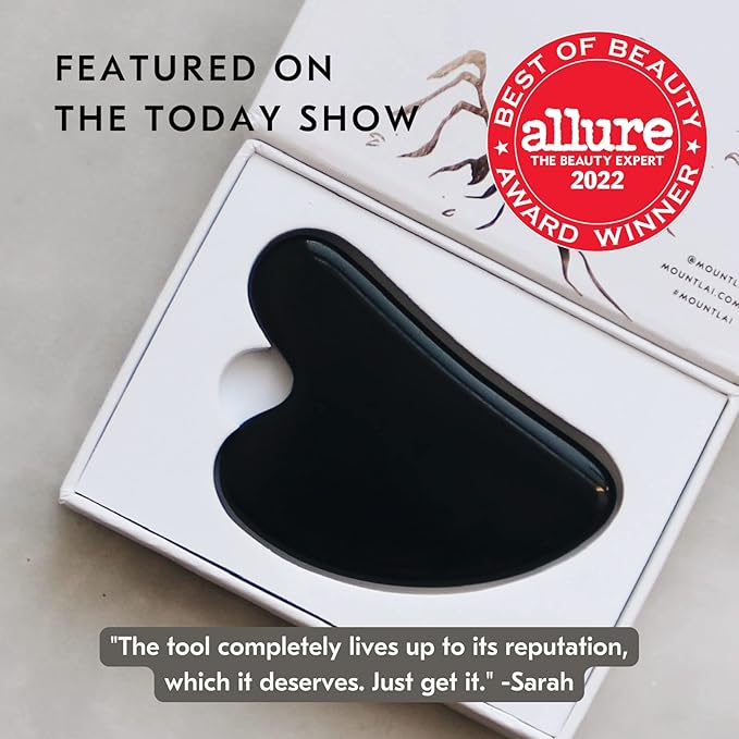 Mount Lai Obsidian Gua Sha Facial Tool – The Stone of Transformation – 100% Genuine Black Obsidian Stone Face Sculpting Tool for Lymphatic Drainage, Puffiness Reduction & Jaw Tension Relief-Velvo Beauty
