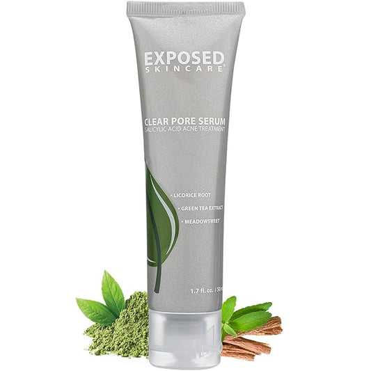 Exposed Skin Care Clear Pore Serum - Green Tea, Licorice Root, Salicylic Acid - Unisex Skin Serum for Oily, Sensitive Skin-Velvo Beauty