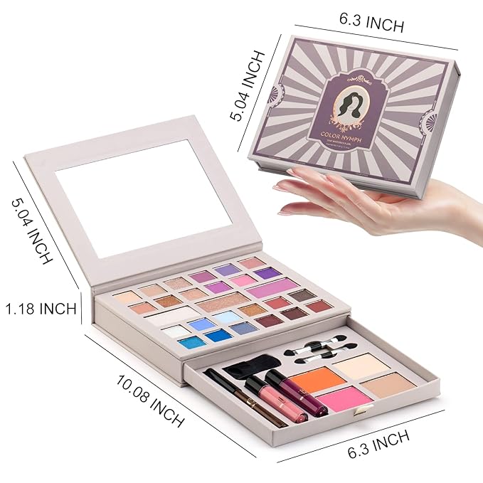 Color Nymph Makeup Kit for Women Full Kit Makeup Gift Set All in One Makeup Kit with 24 Colors of Eyeshadow, Makeup Brushes, Lip Glosses, Eyeliner Pencil, Mirror-Velvo Beauty