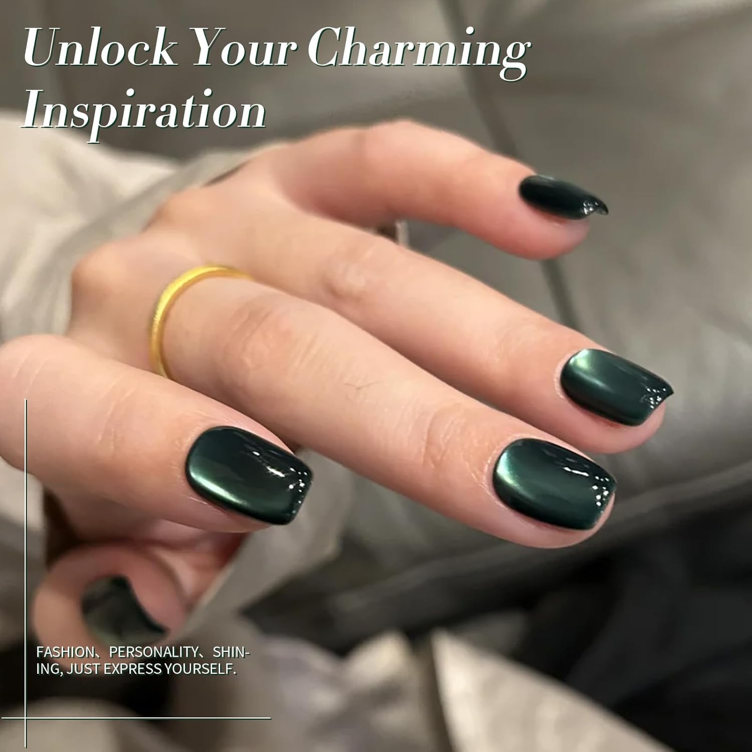 Born Pretty Cat Magnetic Gel Nail Polish, Retro Green Gel Polish Crystal Cat Holographic Magnetic Nail Polish Nail Art Manicure Salon DIY at Home 15ML-Velvo Beauty