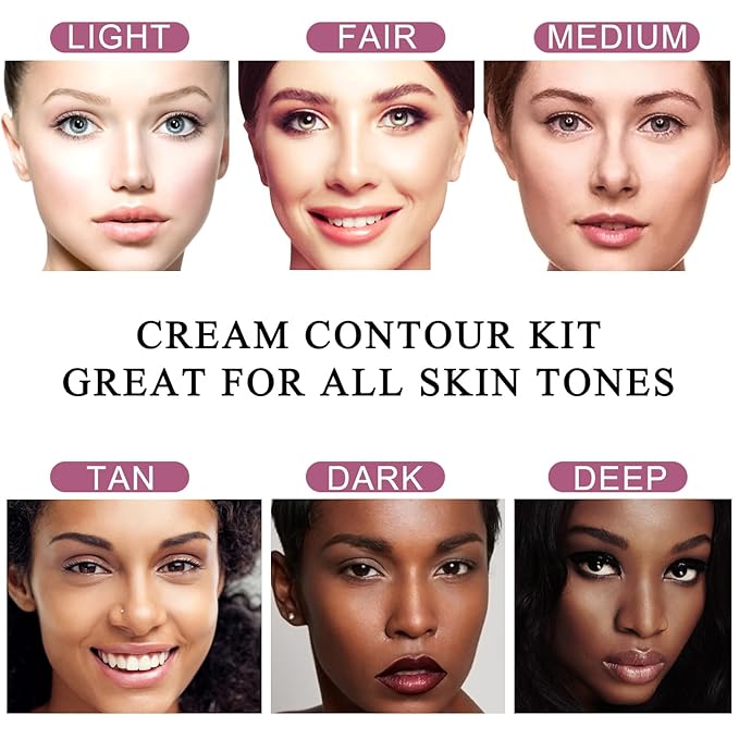 Youngfocus Cosmetics Cream Contour Best 8 Colors Contouring Foundation - Highlighting Makeup Kit/Concealer Palette - Vegan, Cruelty Free and Hypoallergenic - Instruction Manual（Deep Pink）-Velvo Beauty
