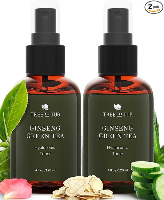 Tree To Tub Hydrating Facial Toner Spray for Dry & Sensitive Skin - Alcohol Free Witch Hazel & Rose Water Face Toner for Women & Men w/Hyaluronic Acid, Vitamin C, Organic Green Tea, Natural Ginseng-Velvo Beauty