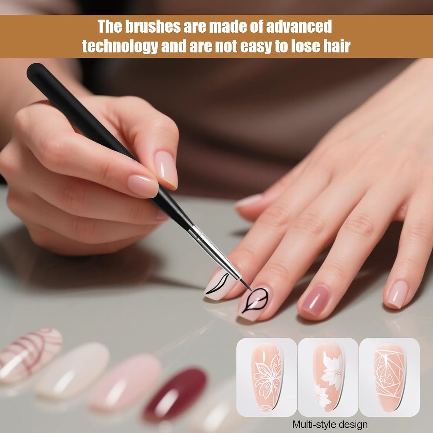 Artdone 15pcs Pink Nail Art Brushes, Nail Art Tool Set, Dotting Tools, Dust Brush,Striping Brushes for Long Lines, Drawing Pen For Gel Polish Design supply-Velvo Beauty