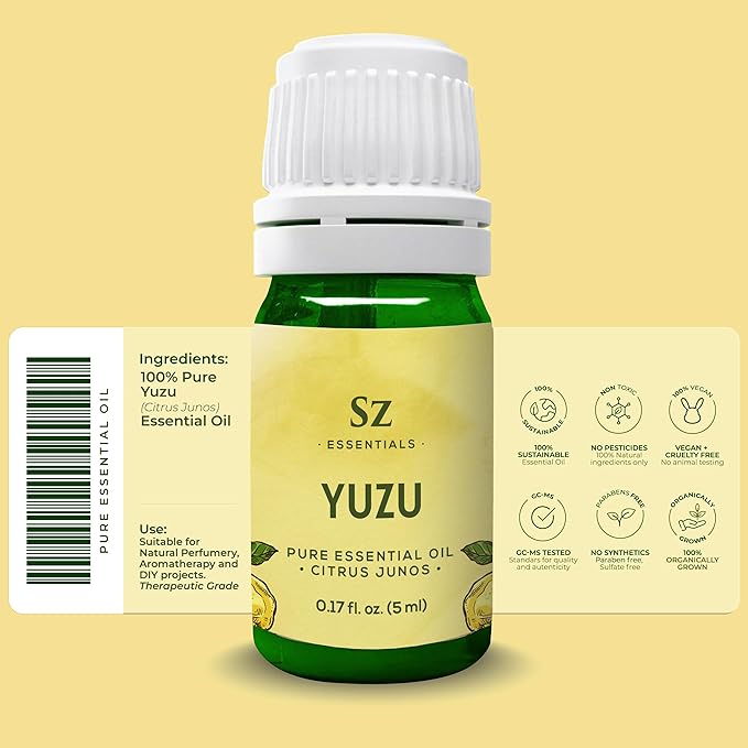 Yuzu Essential Oil - Japan - 100% Pure and Natural, Undiluted - Promotes Natural Solution for Relaxation with Soothing, Fresh and Citrusy Aroma - 0.17 fl oz (5ml)-Velvo Beauty