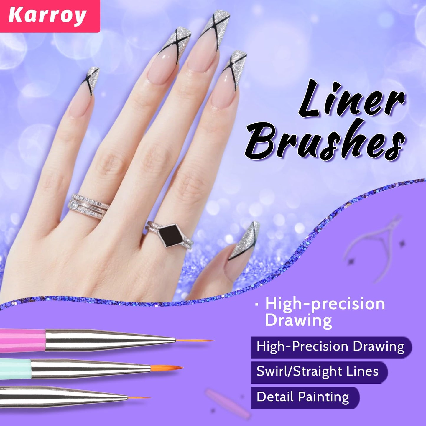 Nail Art Brushes Kit, Multifunctional Nail Brushes for Nail Art Nail Design Brush Gel Nail Brush for Nail Extension Nail Art Liner Brush Dotting Tools for DIY (6PCS Brushes)-Velvo Beauty