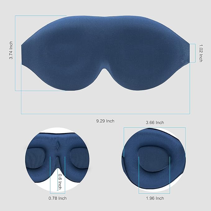 ALASKA BEAR 100% Blackout Sleep Mask Most Comfortable Contoured Eye Cups and Nose Covering for Women Men, 3D Pillowy Soft Light Blocking Eye Mask 0 Pressure on Eyelids & Eyelashes, Earplugs Set, Blue-Velvo Beauty