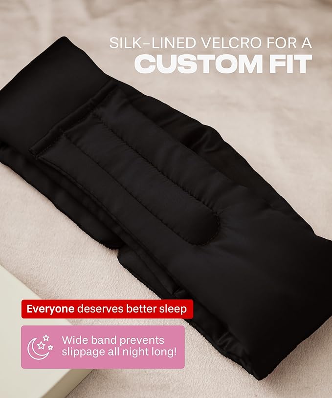 SUNDAYSILKS™ | Adjustable Silk Sleep Mask for Side Sleeper | Cloud-Like Comfort, Weighted for Deep Sleep | Soft Sleep Face Mask for Women & Men, Full Blackout, Cooling Silk Eye Mask for Sleeping-Velvo Beauty