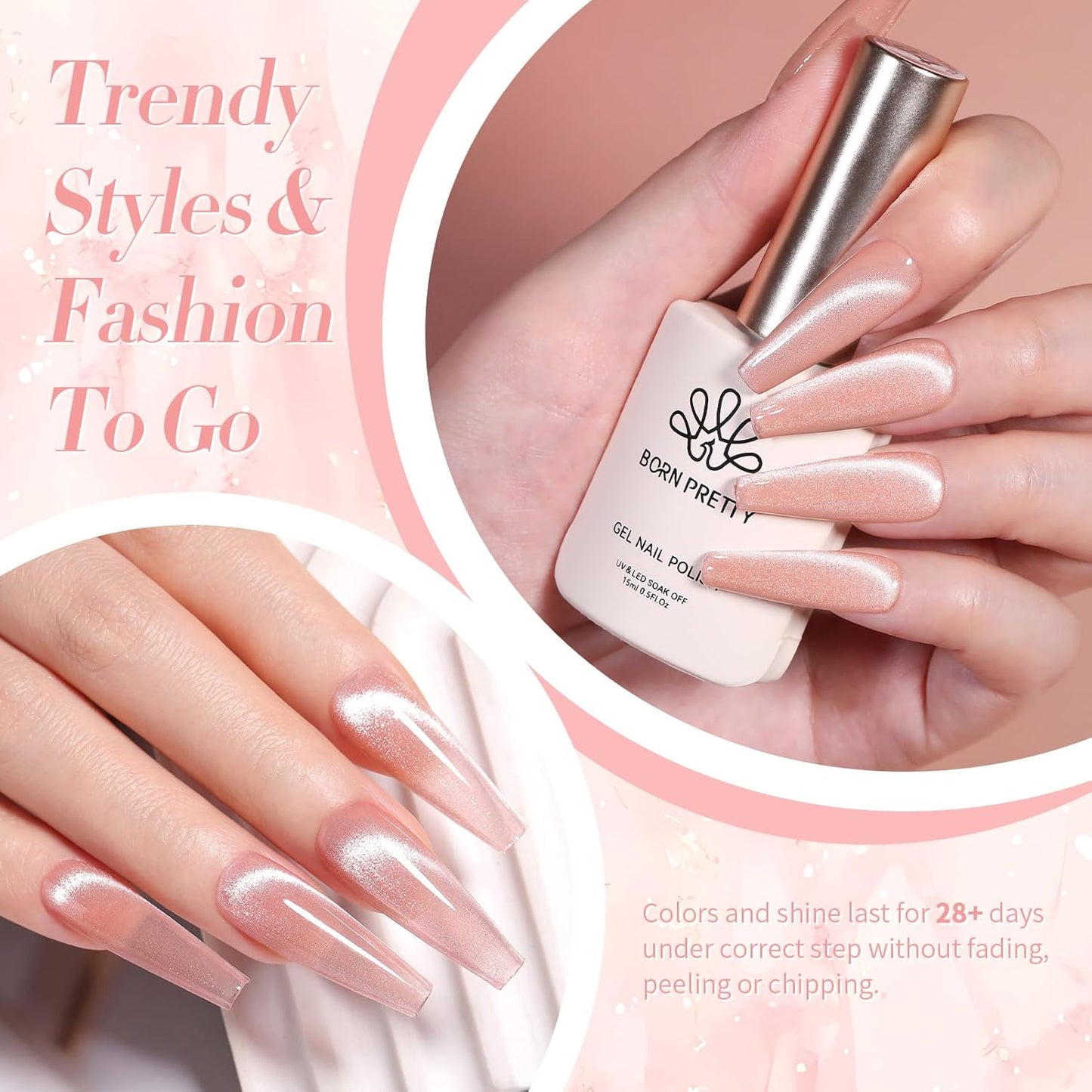 Born Pretty Magnetic Gel Nail Polish Jelly Cat Magnetic Eye Gel Polish Crystal Transparent Auroras Nail Gel for Salon Home DIY Manicure Use-Velvo Beauty