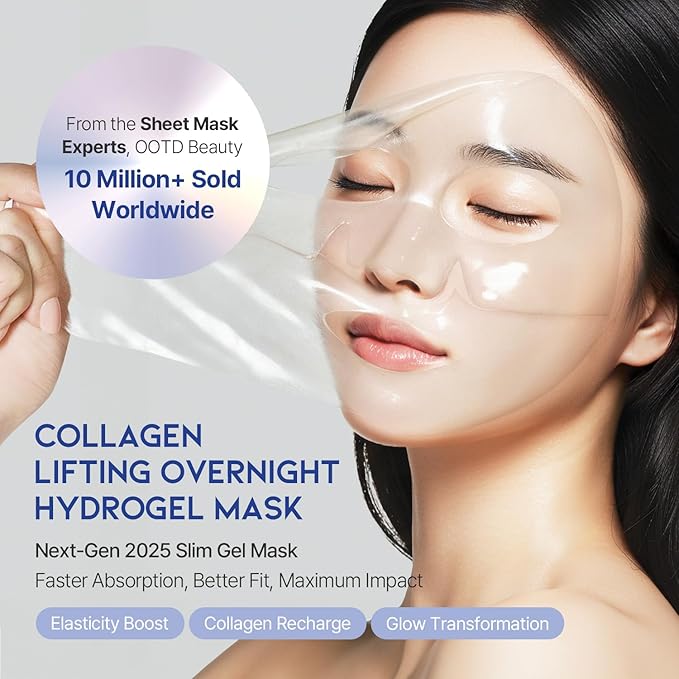 #OOTD Collagen, Hyaluronic Acid & Peptides for Elasticity, Hydration, and Firming. Lifting Hydrogel Sheet Mask - Face Mask (5pcs)-Velvo Beauty