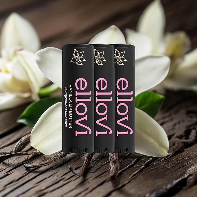 Natural Lip Butter Lip Balm - Vanilla - Pure Enough to Eat - Made With Just 6 Vegan Ingredients - 100% Natural & Organic Moisturizing Lip Care for All Day Hydration (4-Pack)-Velvo Beauty