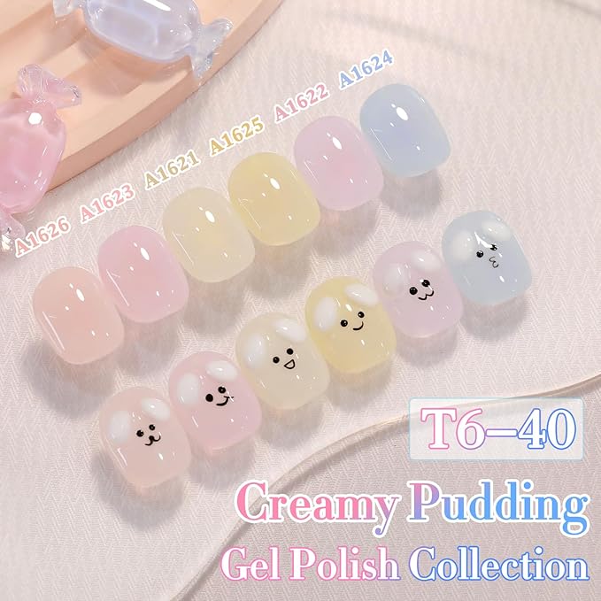 Double Rhythm 0.50 OZ Translucent Gel Polish Same Color Same Bottle Sheer Pastel Neutral Natural Milky 15 ML Jelly UV Nail Art DIY at Home (Yellow-A1625)-Velvo Beauty