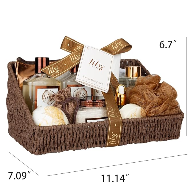 Bath and Body Gift Basket Set for Women - Coconut Vanilla Spa Gift Basket for Women 17-Piece Luxury Bath Gift Set with Shower Gel Self Care Pampering Gifts for Mothers Day, Christmas, Birthday Gifts-Velvo Beauty