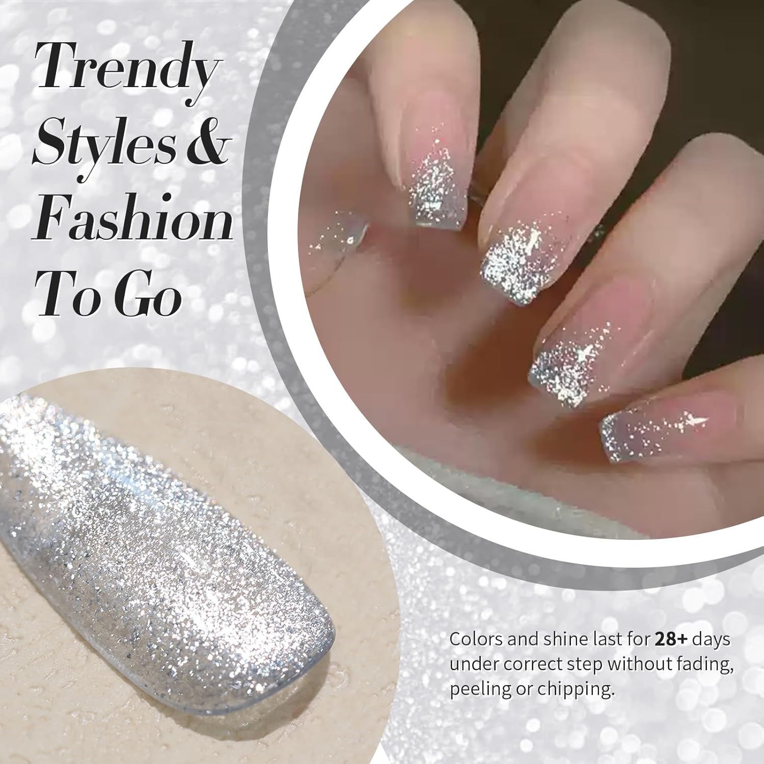 Born Pretty Cat Magnetic Eye Gel Nail Polish, Silver Platinum Cat Magnetic Gel, Sparkle Glitter Magnetic Soak Off U v Nail Gel Diy Art Manicure Nail Salon Varnish 15ML-Velvo Beauty