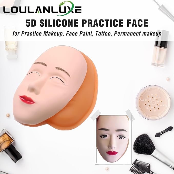 Silicone Makeup Practice Face, 8 Makeup Mannequin Face, 1 Makeup Practice Face Board for Beginner to Training or Practice Make up, Face Paint, Permanent Makeup, Tattoo, Art Creation (Set2)-Velvo Beauty