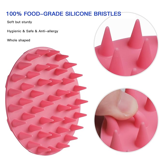 INNERNEED Scalp Massager Shampoo Brush, Wet & Dry Manual Scalp Care Head Scrubber Hair Washing, Soft Silicone Bristles, for Hair Growth, Dandruff Removal, Comfortable for All Hair Types (Pink)-Velvo Beauty