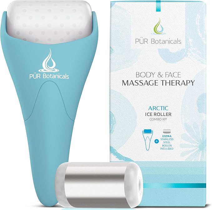 Arctic 2-in-1 Set Cryotherapy Ice Roller for Face Wrinkles Massager - Skin Care Tool for Puffiness - Cooling Ice Facial Eye Skin Roller - Reduce Puffiness and Relief Migraine Pain-Velvo Beauty