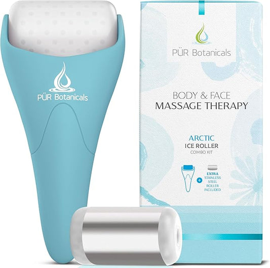 Arctic 2-in-1 Set Cryotherapy Ice Roller for Face Wrinkles Massager - Skin Care Tool for Puffiness - Cooling Ice Facial Eye Skin Roller - Reduce Puffiness and Relief Migraine Pain-Velvo Beauty